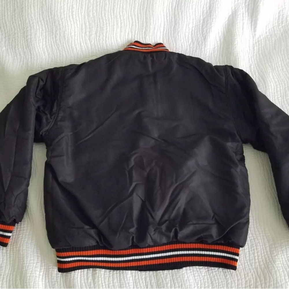 Black Bomber Jacket with Ribbed Collar and Cuffs - Picture 11 of 14